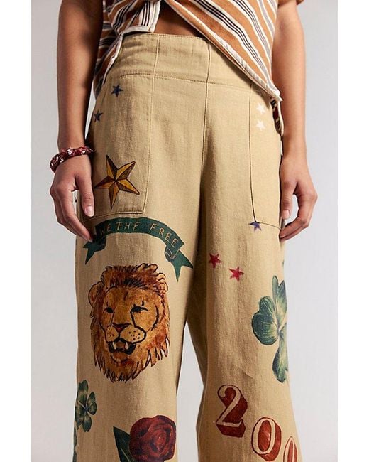 Free People Multicolor Breezy Printed Denim Pull-On Jeans