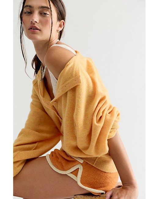 Free People Brown Porta Cashmere Henley Sweater