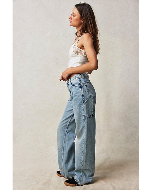 Free People Tinsley Baggy High-rise Jeans At Free People In Free Bird Blue, Size: 29