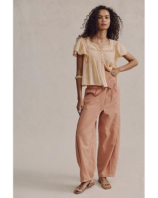 Free People Brown Something Good Pull-On Barrel Pants