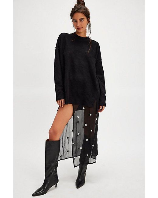 Free People Black Embellished Apron Sarong