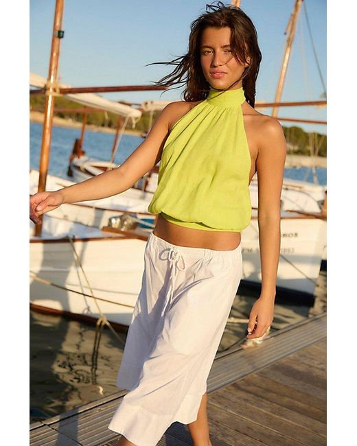 free-est Yellow Sandshell Linen Rosie Top By