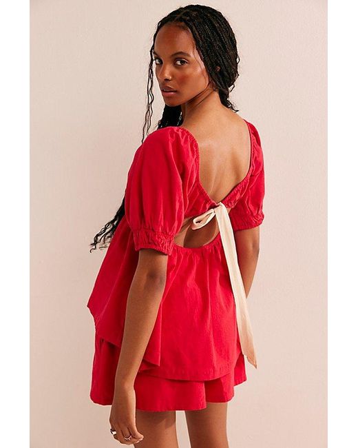 Free People Red Donnie Short Set