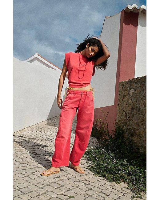 Free People Multicolor Fable Low-Rise Twisted Bowed Jeans