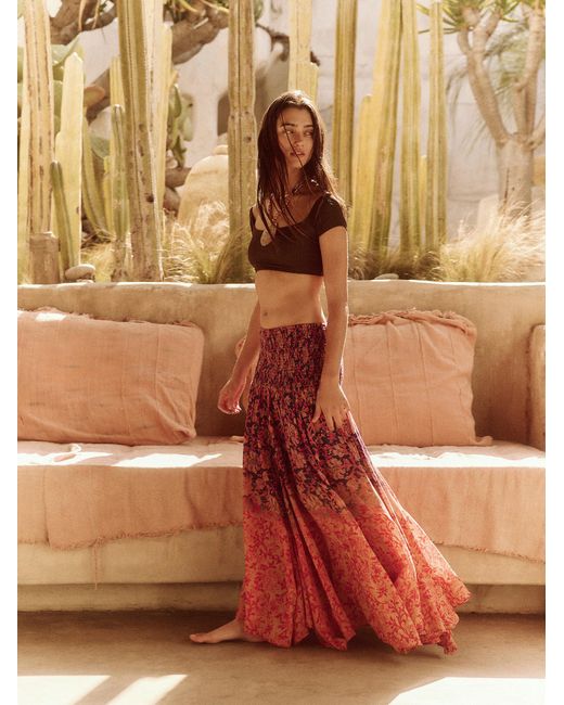 Free People Red Off Tropic Convertible Maxi Skirt