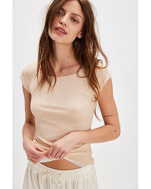 Intimately By Free People Natural Double Take Mesh Tee