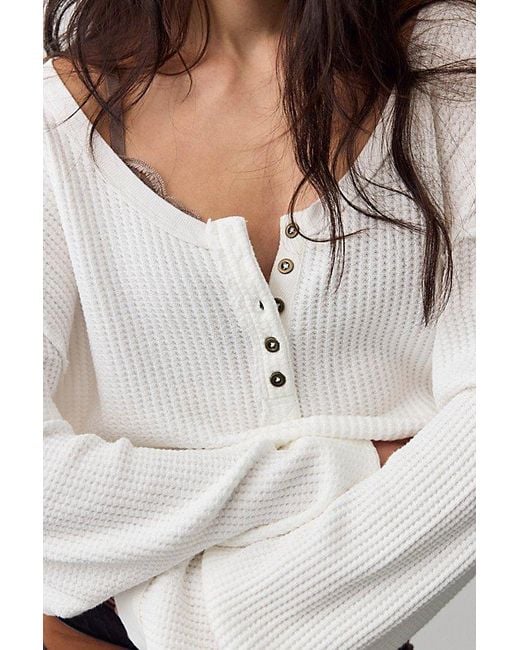 Free People Gray Montreal Oversized Thermal Henley