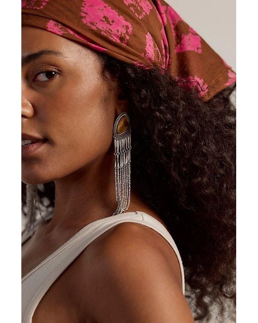 Free People Brown Talk Sweet Fringe Dangles
