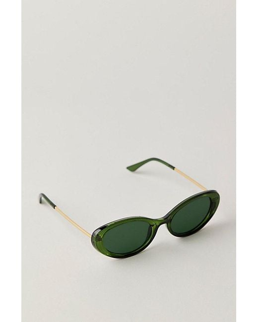 Free People Green Mae Oval Sunglasses
