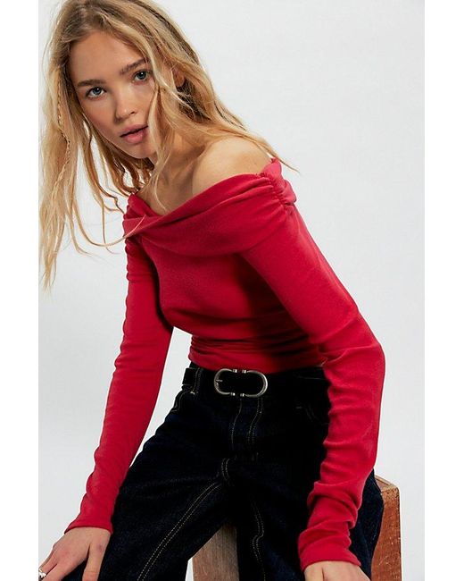 Free People Red Robbie Off The Shoulder Top