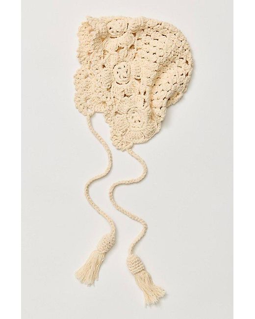 Free People Black Maisie Crochet Bonnet