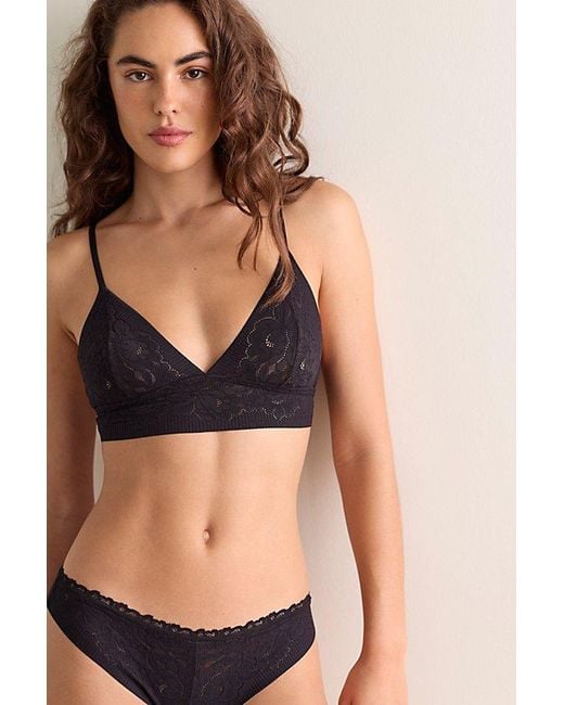 Intimately By Free People Black Smooth Talking Lace Triangle Bralette By