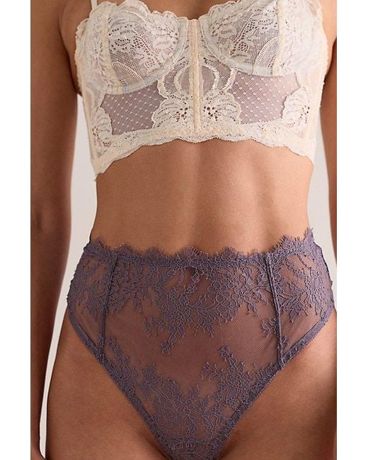 Intimately By Free People Brown Lacebound High-Rise Thong By