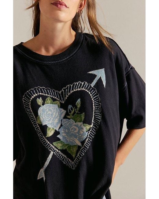Free People Blue Love Rose Tee