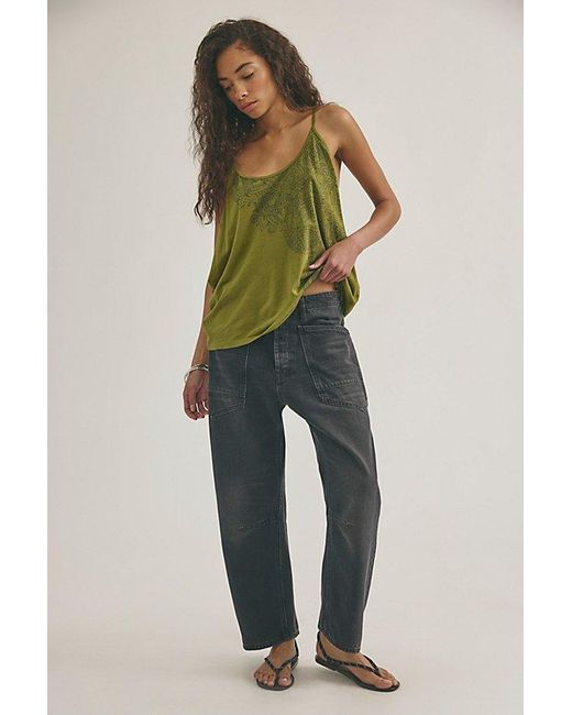 Free People Green Heirloom Tank Top