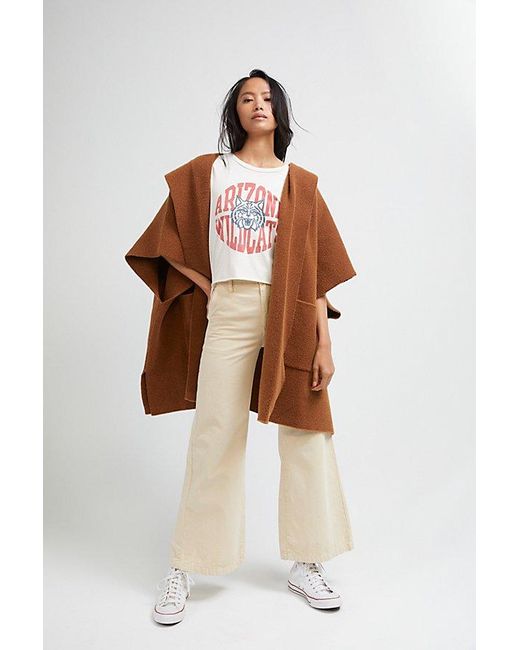 Free People Red All I Need Cozy Hooded Kimono At In Tobacco