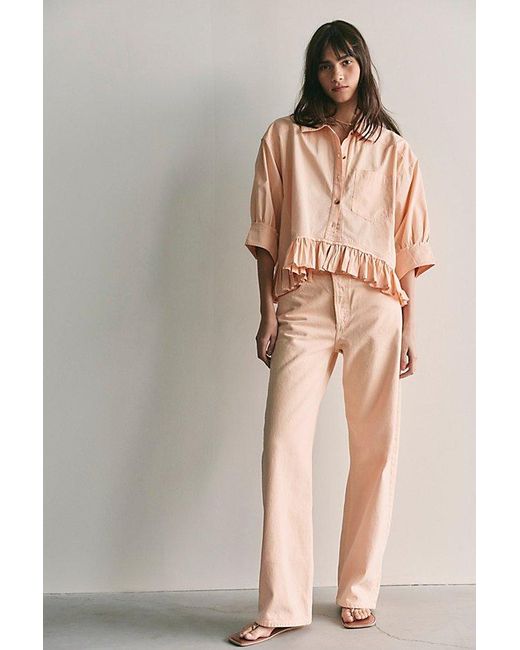 Free People Brown Bailey Solid Shirt