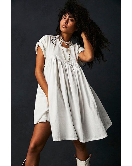 Free People Gray Catalina Mini Dress At In Ivory, Size: Small