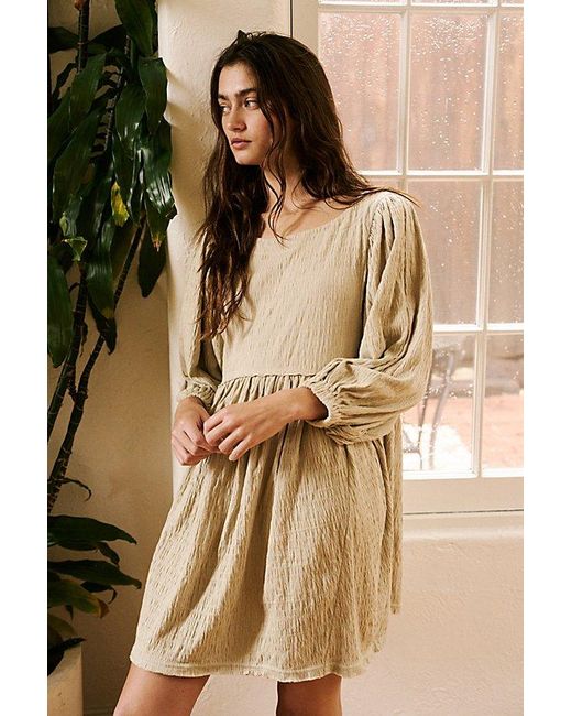Free People Brown Get Obsessed Babydoll Dress At In Tidal Foam, Size: Xs