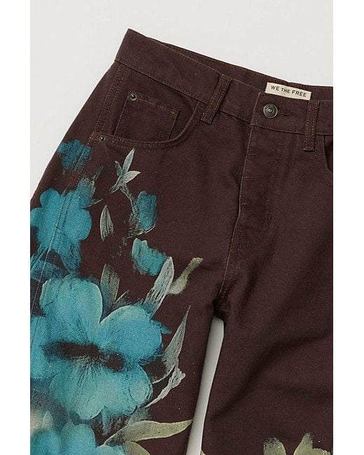 Free People Multicolor Good Luck Printed Barrel Jeans