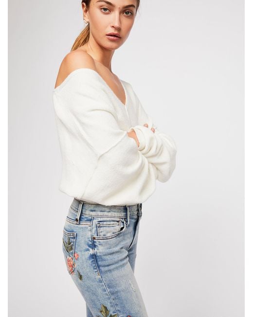 Free People Blue Driftwood Roxy Crop Flare Jeans