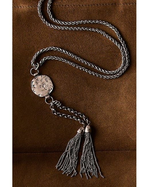 Free People Brown Saskia Tassel Pendant Necklace
