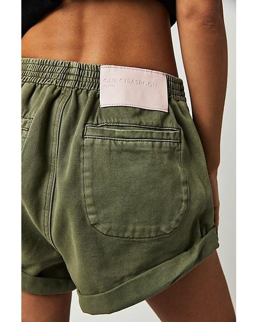 One Teaspoon Multicolor Hunters Mid-length Relaxed Shorts At Free People In Super Khaki, Size: Xs