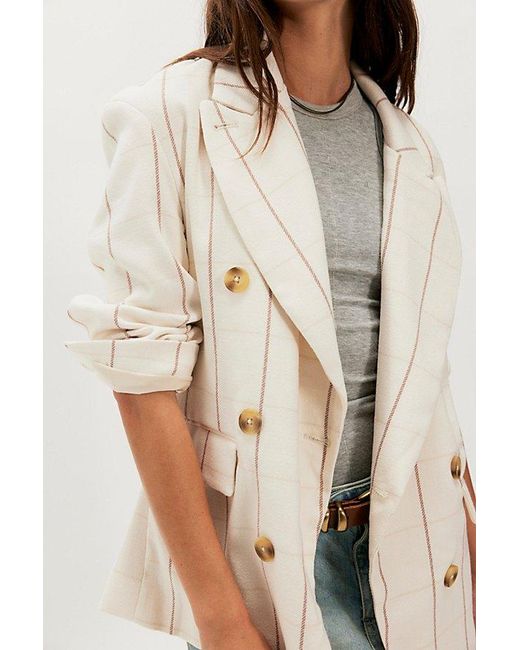 Free People Natural Dean Double-Breasted Blazer Jacket