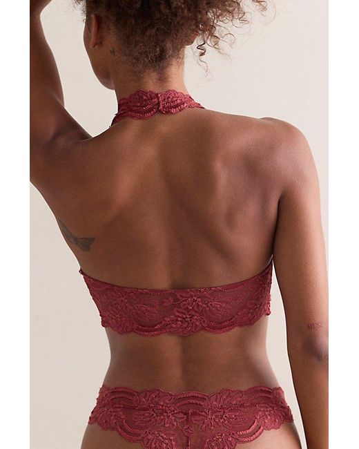 Intimately By Free People Red Last Dance Lace Halter Bralette By