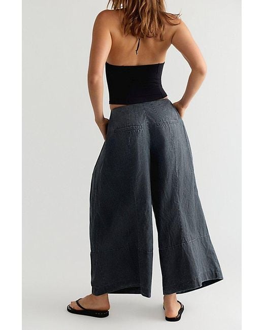 Free People Blue Concrete Solid Trousers