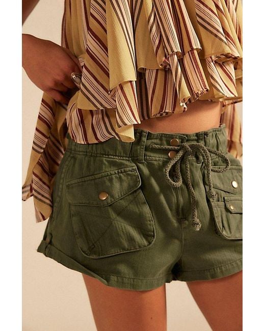 Free People Blue Waimea Slouchy Solid Shorts At In Kelp, Size: Large