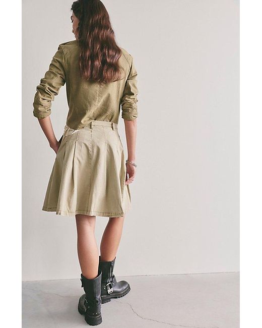 Free People Natural Chino Pleated Midi Skirt