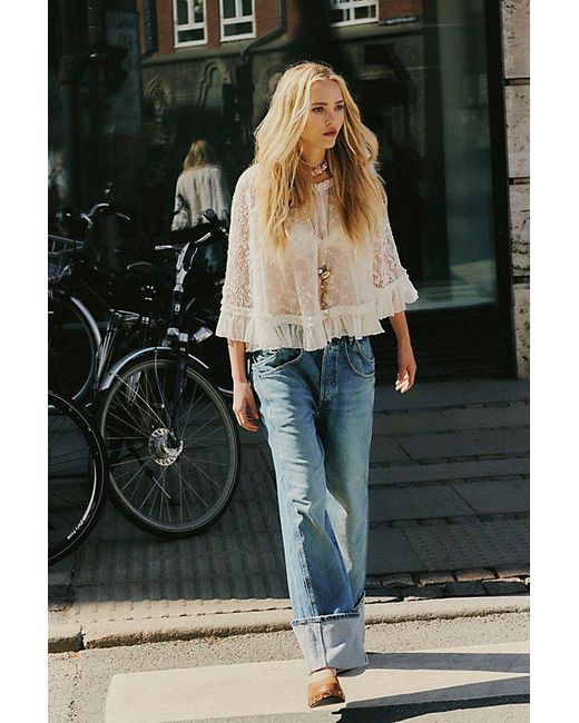 Free People Blue Final Countdown Cuffed Low-rise Jeans At Free People In Zero, Size: 27