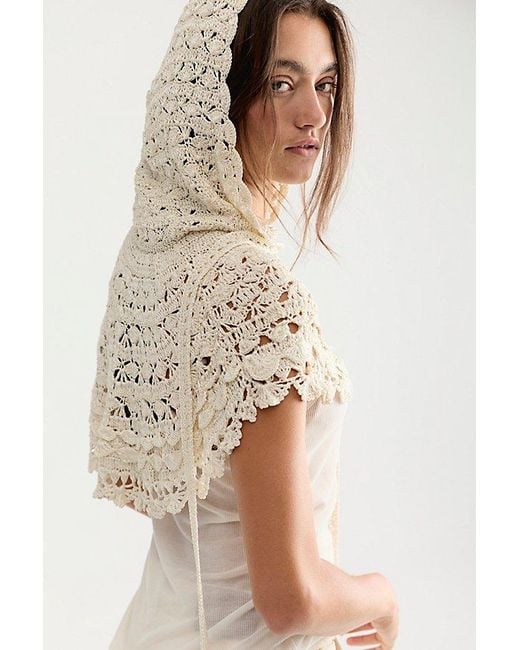 Free People Natural Draped Crochet Hood