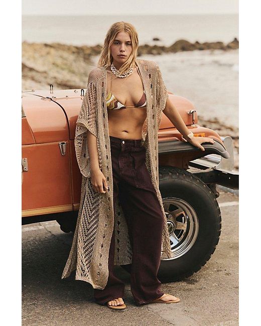Free People Brown Muche & Muchette Metallic Duster Jacket
