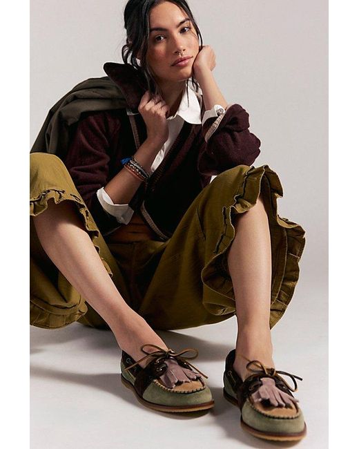 Free People Green Benny Deco Boat Shoes