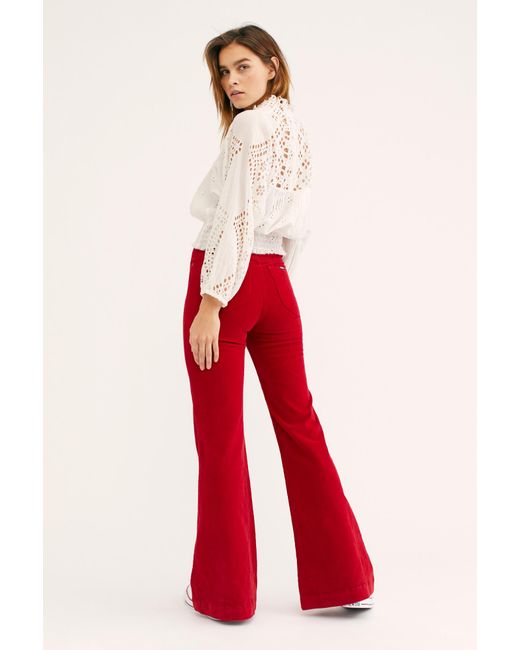 Free People Red Rolla's East Coast Cord Flare Trousers