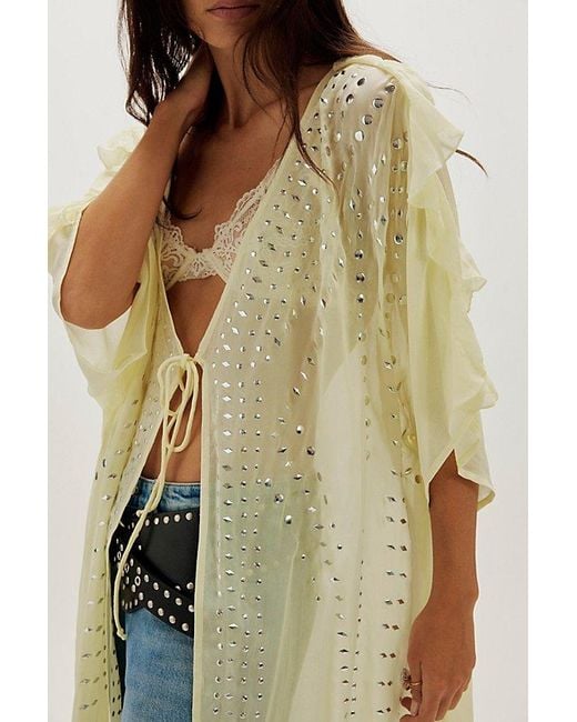 Free People Green So Billie Studded Duster Top