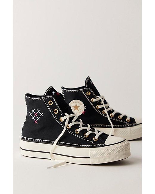 Free People Black Chuck Taylor All Star Lift Stitch Sneakers