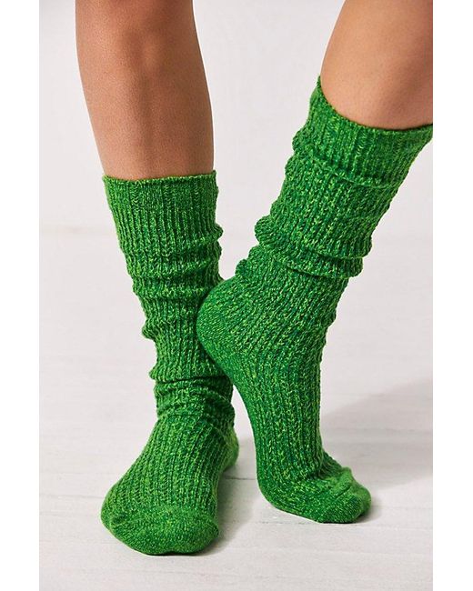 Free People Green Staple Slouch Socks At In Kelly
