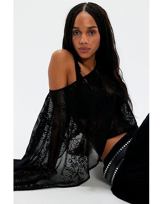 Free People Black Elsa Poncho Jacket