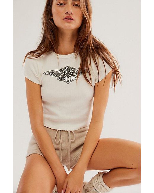 Free People Brown Daydreamer Jane's Addiction Wings Pointelle Tee