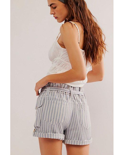 Free People Gray Fp One Harriet Striped Shorts