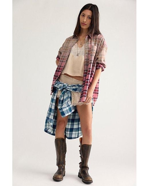 Free People Multicolor Lexi Plaid Button Down Top