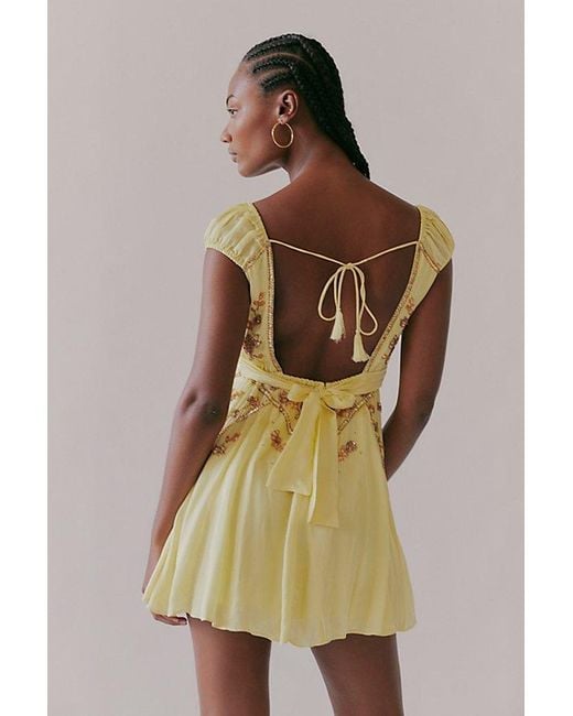 bali juliet embroidered mini dress Bali Juliet Embroidered Mini Dress In Yellow Laser - 43% Off