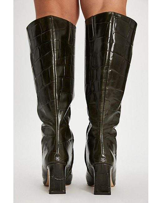 Sam Edelman Green Sylvia Croc Wide Calf Tall Boots