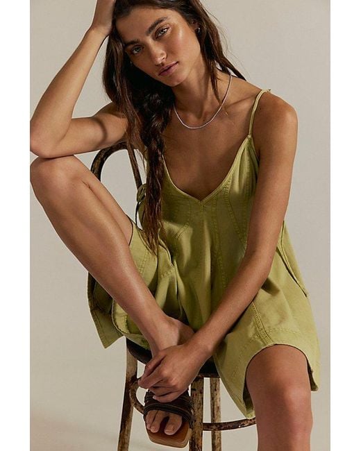 Free People Green Zenni Denim Romper