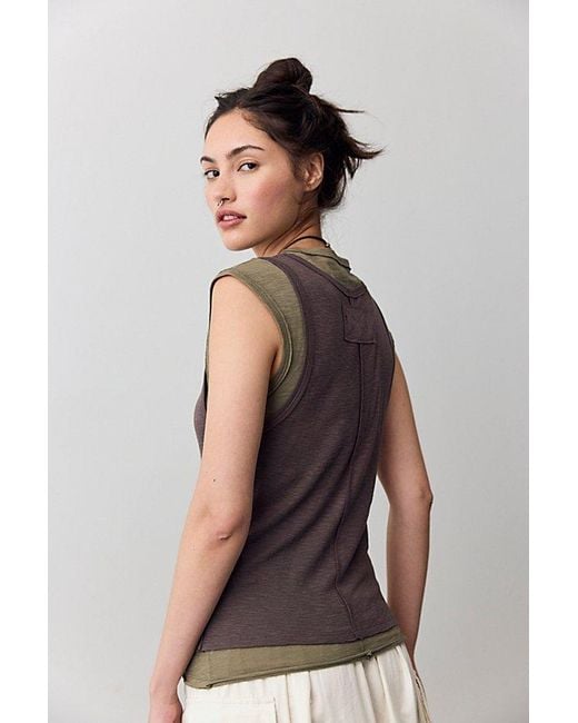 Free People Black Tinsley Twofer Short Sleeve Top