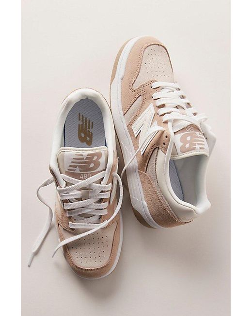 Free People Natural New Balance 480 Court Colorblock Sneakers