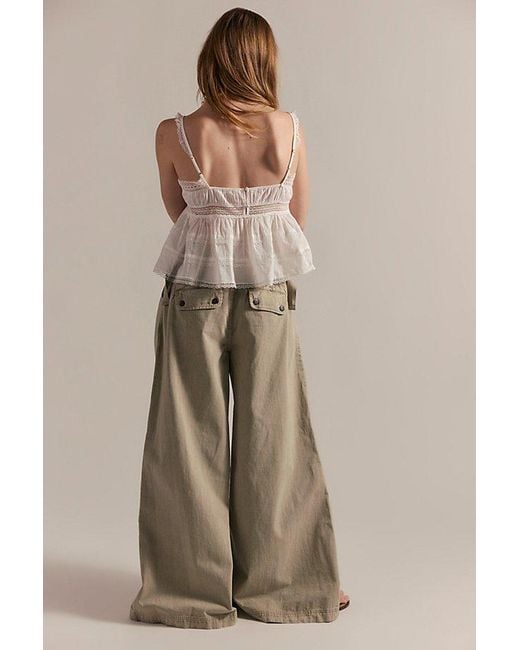 Free People Gray Julien Wide-Leg Chino Trousers